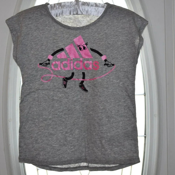 ADIDAS Girls Short Sleeve Gray Tshirt Size 6 - Picture 1 of 3